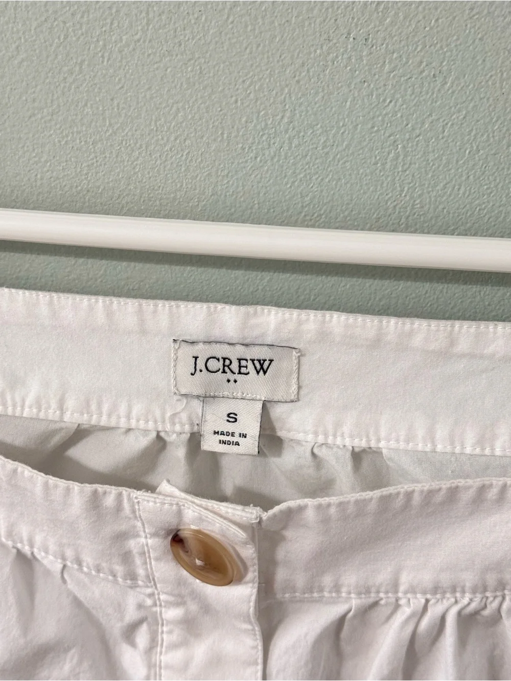 J.Crew Button-Front Square Neck Puff Sleeve Top Cotton Poplin